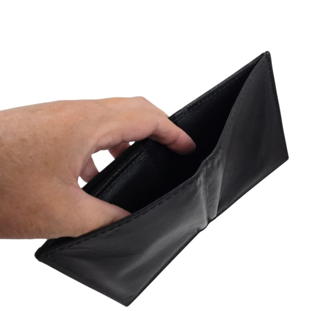 Boston Leather 6004 Recessed Badge Holder, ID Case and Wallet w CC Slots, Black